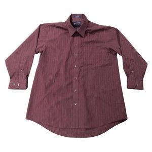 Stafford Performance Button Up Shirt Men's 16 1/2 32/33 Maroon Long Sleeve